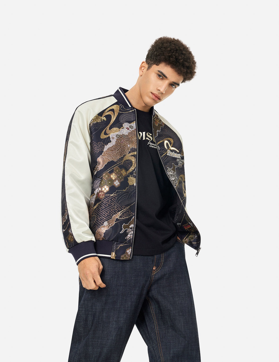 Kamon Brocade Appliqué Regular Fit Souvenior Jacket - 5