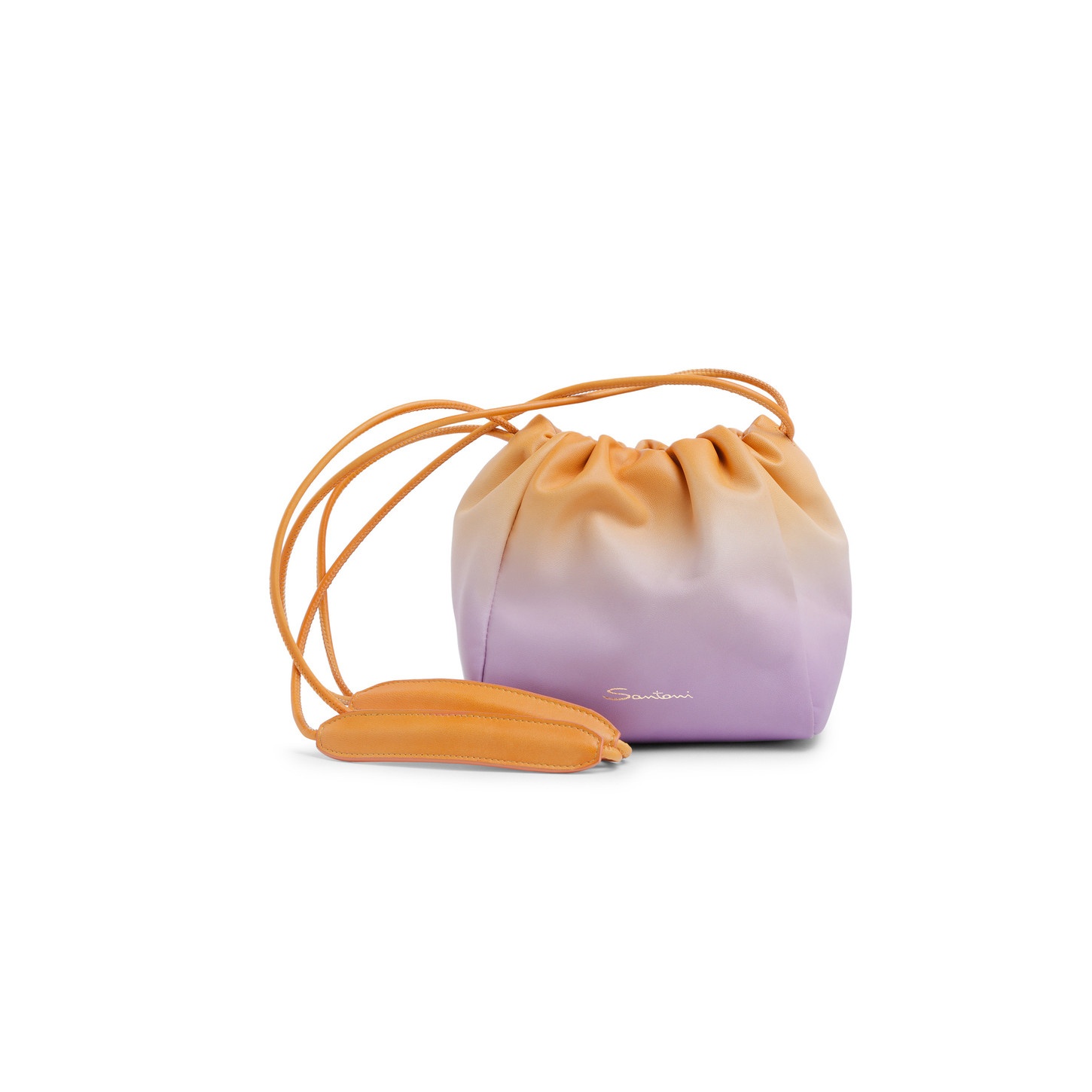 Lilac and orange leather bucket bag - 1