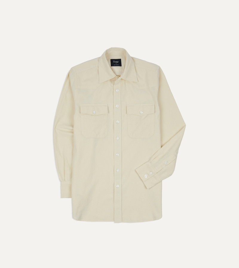 Ecru Needlecord Two-Pocket Western Shirt - 1