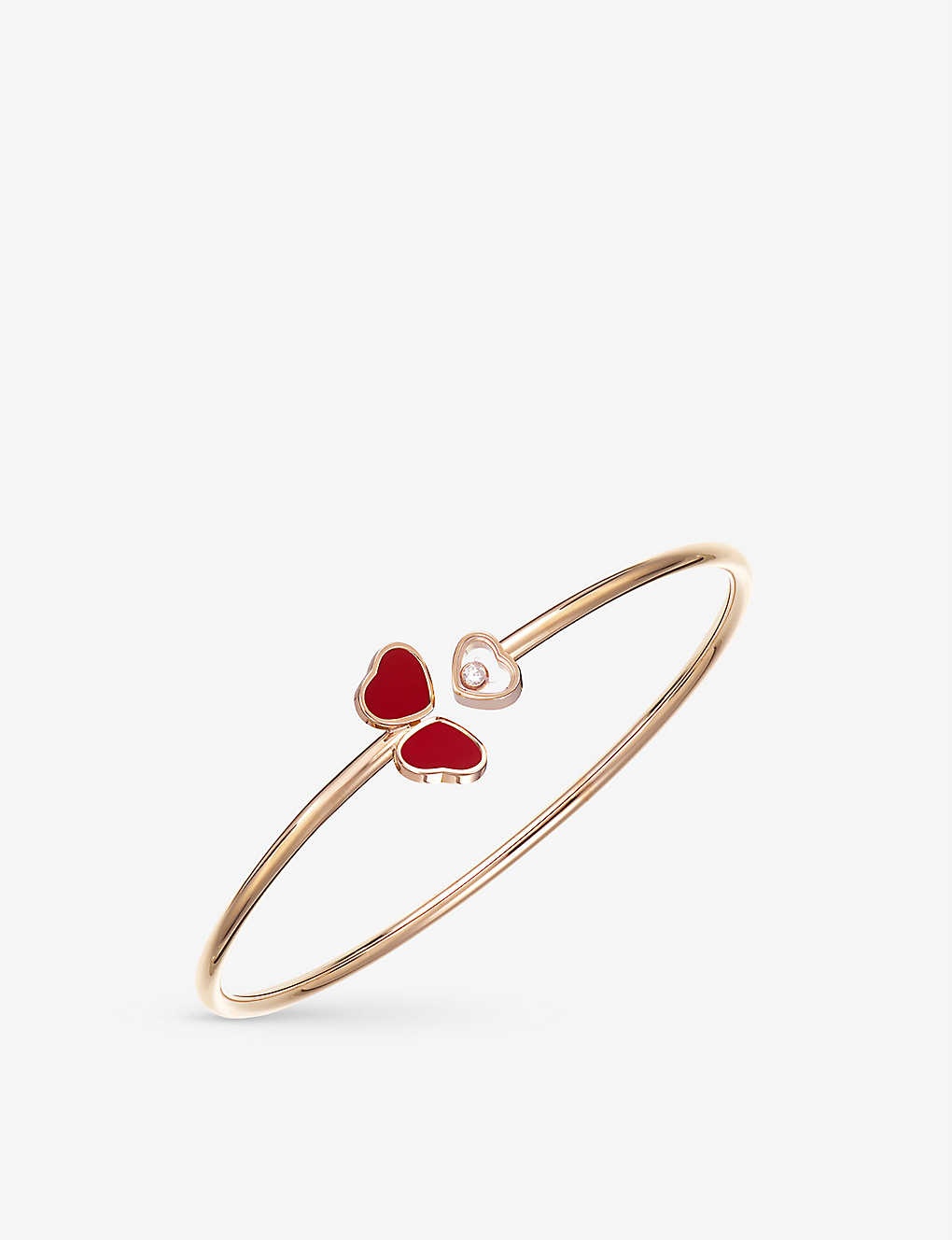 Happy Hearts Wings 18ct rose-gold, 0.05ct diamond and red-stone bangle bracelet - 1