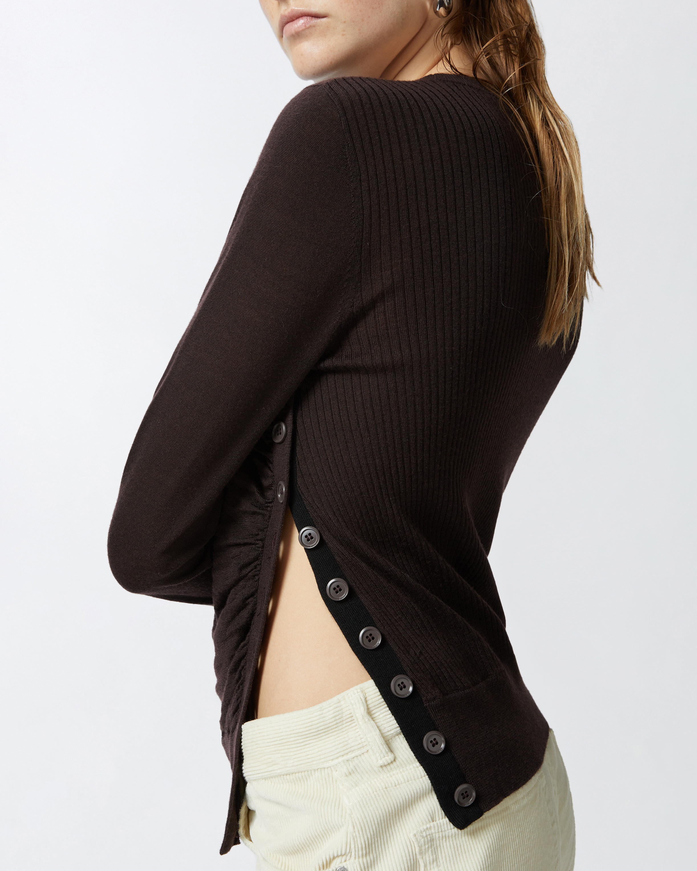 WOOL SWEATER WITH SIDE BUTTONS - 4