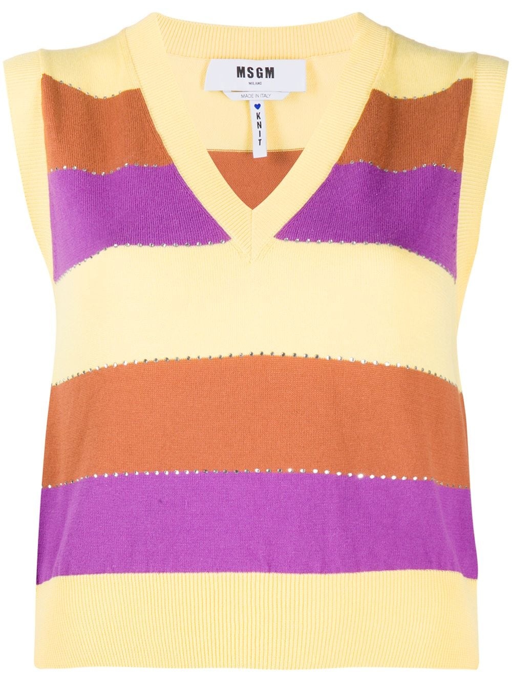 horizontal-stripe sleeveless jumper - 1