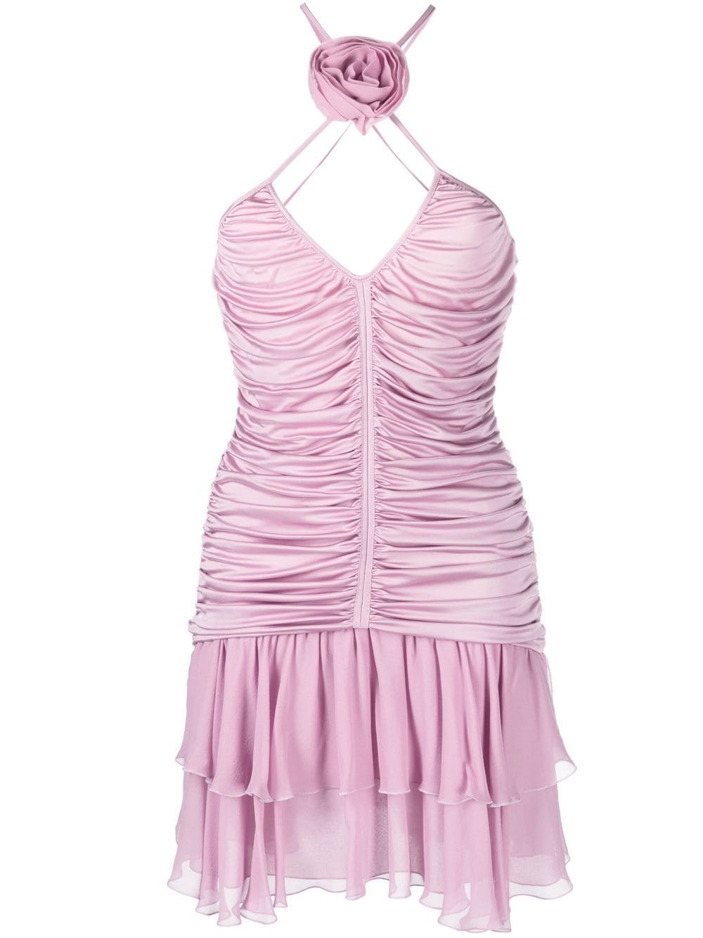 rose appliquÃ© pleated mini dress - 1