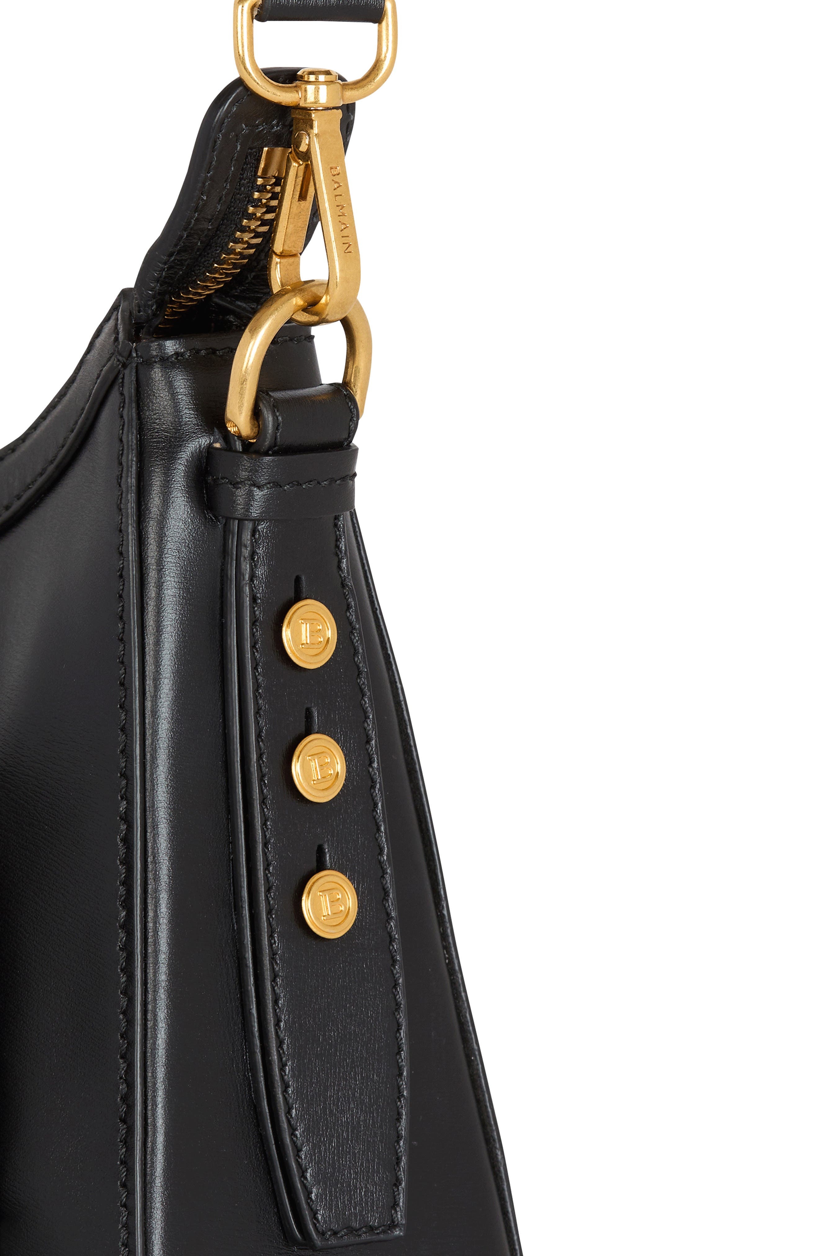 Balmain B-Buzz Leather Top Hobo Bag in 0Pa Black at Nordstrom - 7