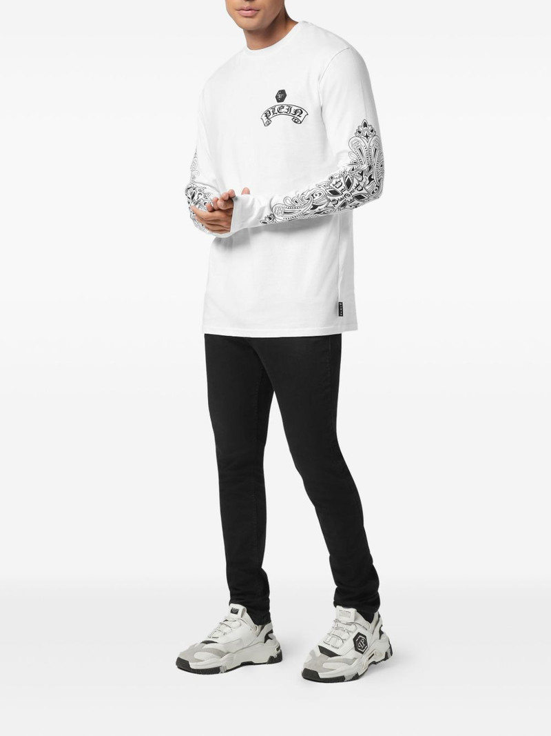 PHILIPP PLEIN crest-embellished long-sleeve T-shirt outlook
