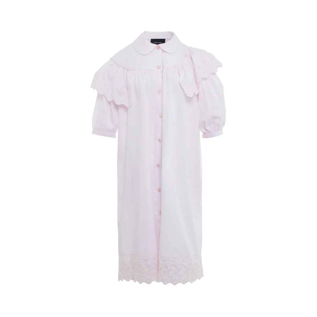 Puff Sleeve Ruffle Frill Trim Dress - 1