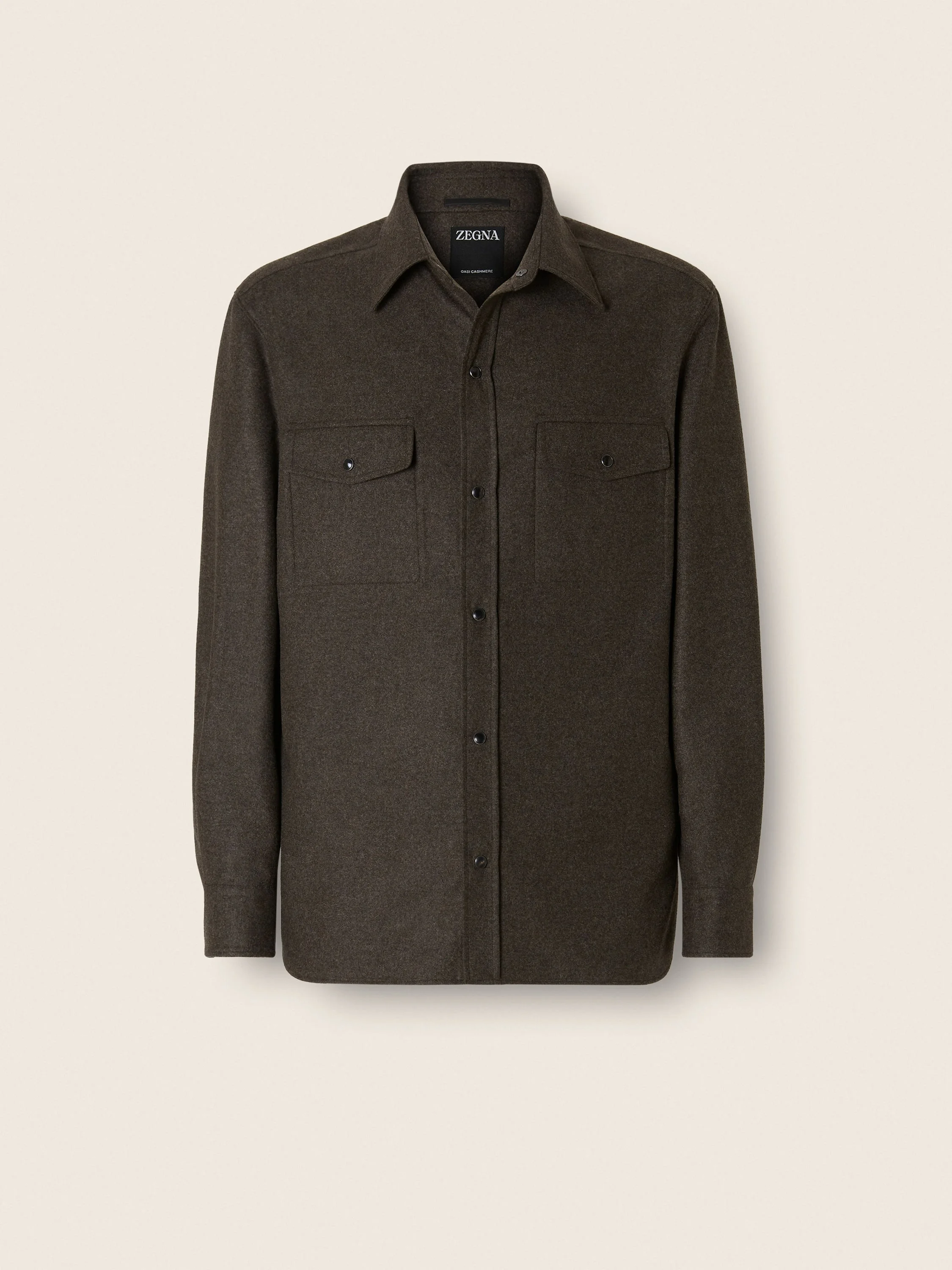 DARK OLIVE GREEN MULTIMÉLANGE OASI CASHMERE OVERSHIRT - 1