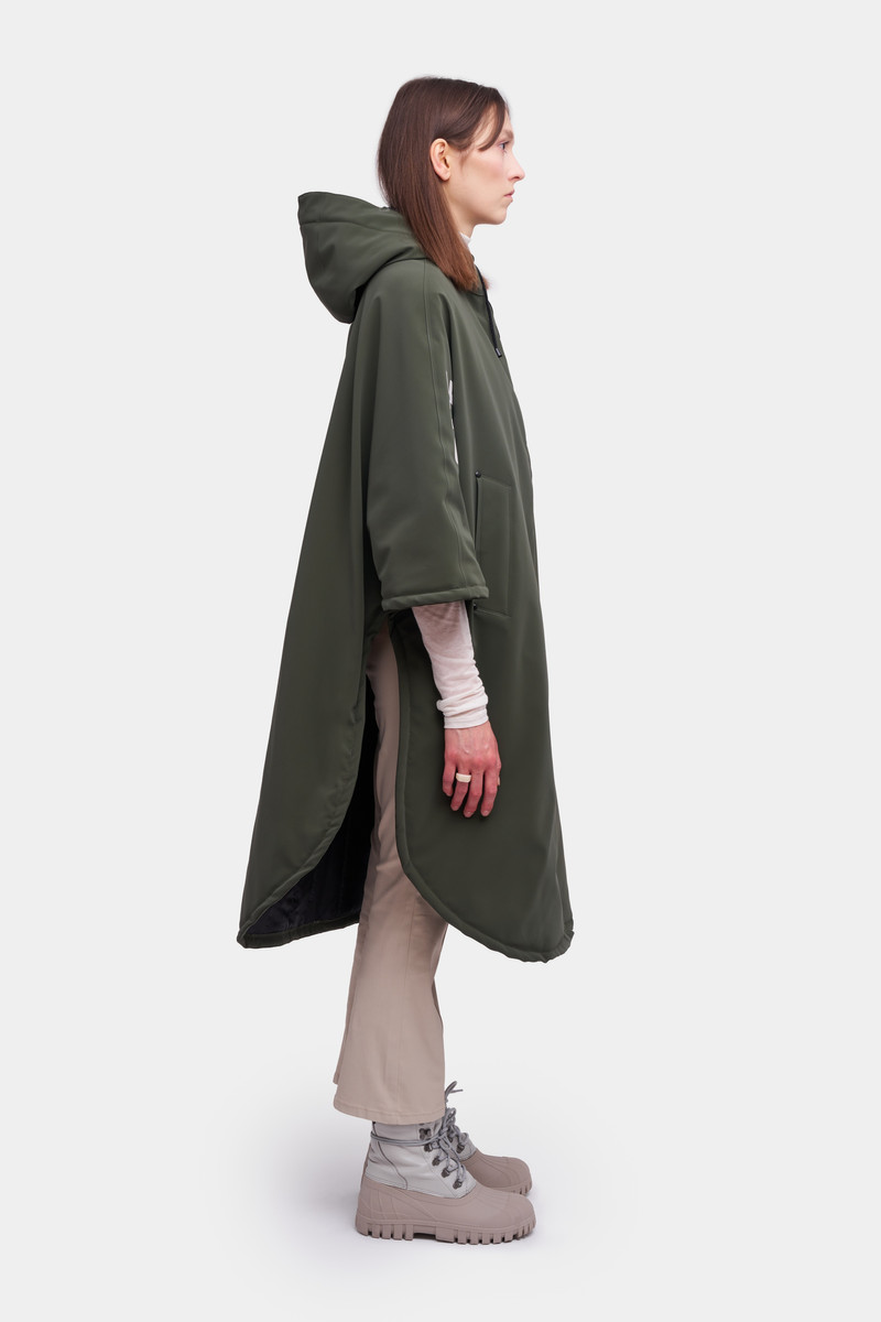 Concert Winter Suede Poncho Dark Green 3