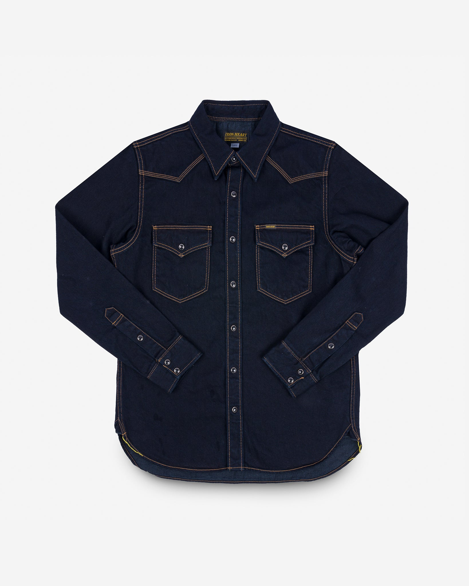 IHSH-33-OD 12oz Selvedge Denim Western Shirt - Indigo Overdyed Black - 1