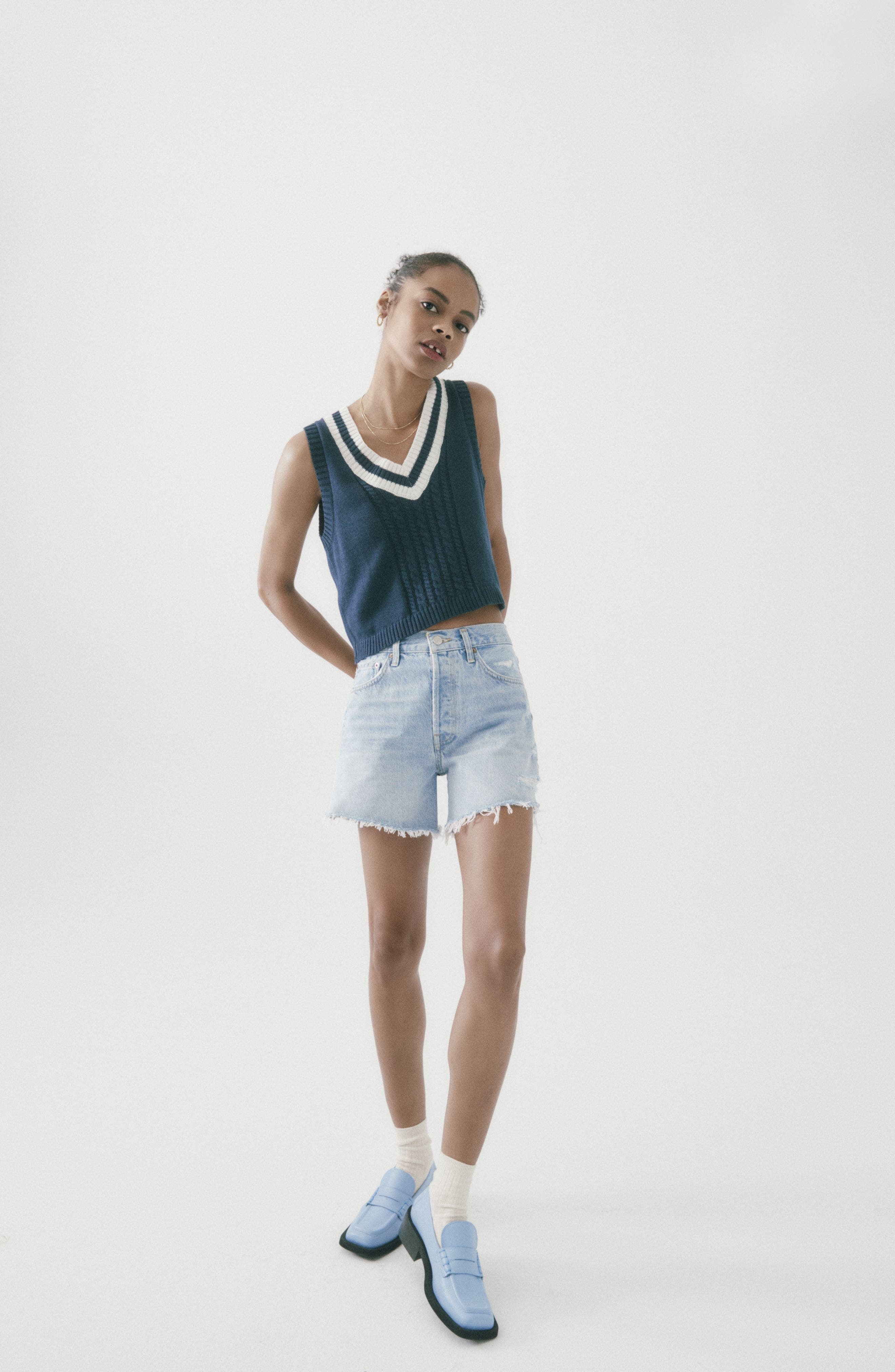 AGOLDE Parker Long High Waist Cutoff Denim Shorts in Swapmeet at Nordstrom - 6