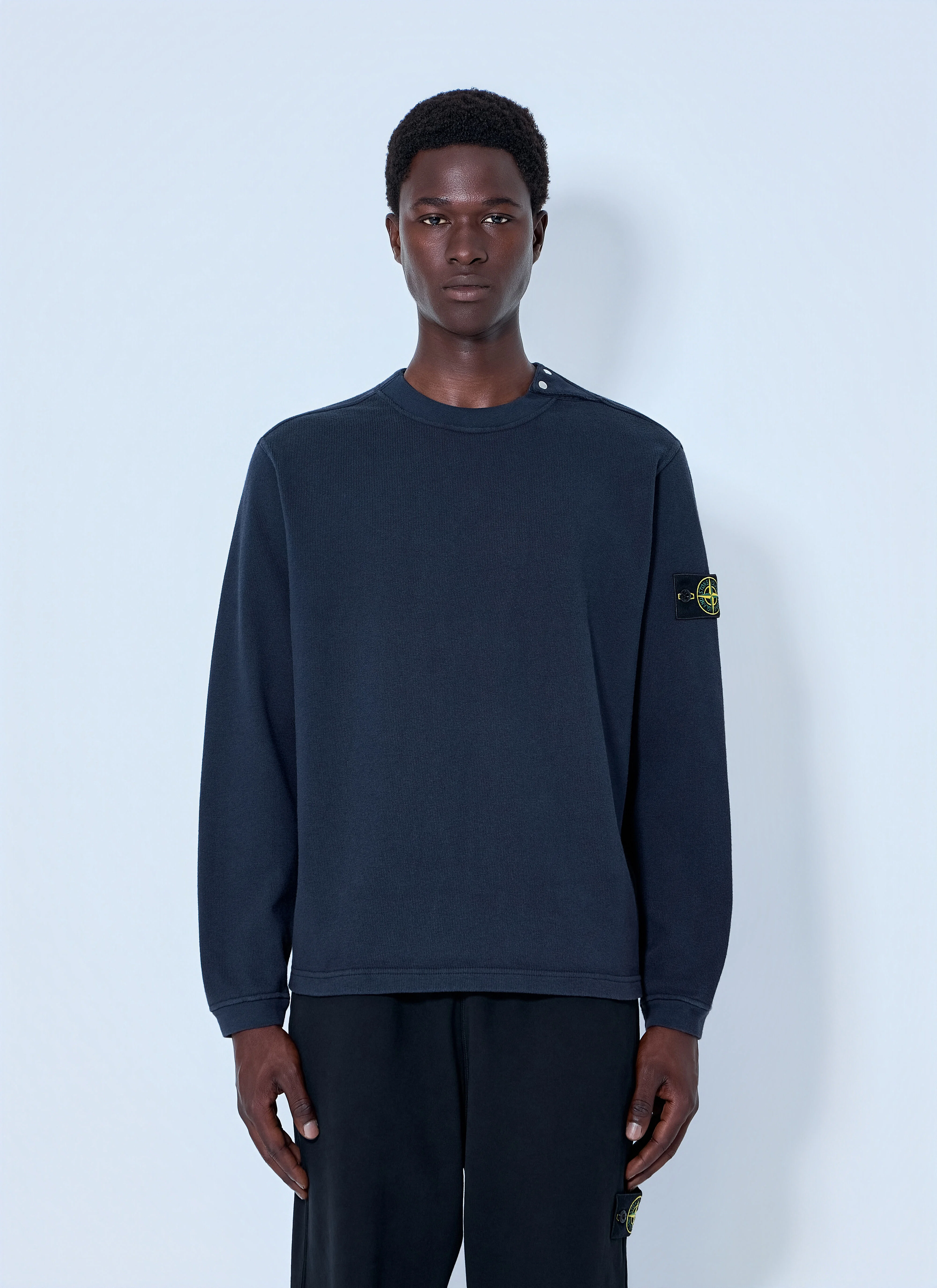 Crewneck Sweatshirt with Sleeve Logo Patch - 1