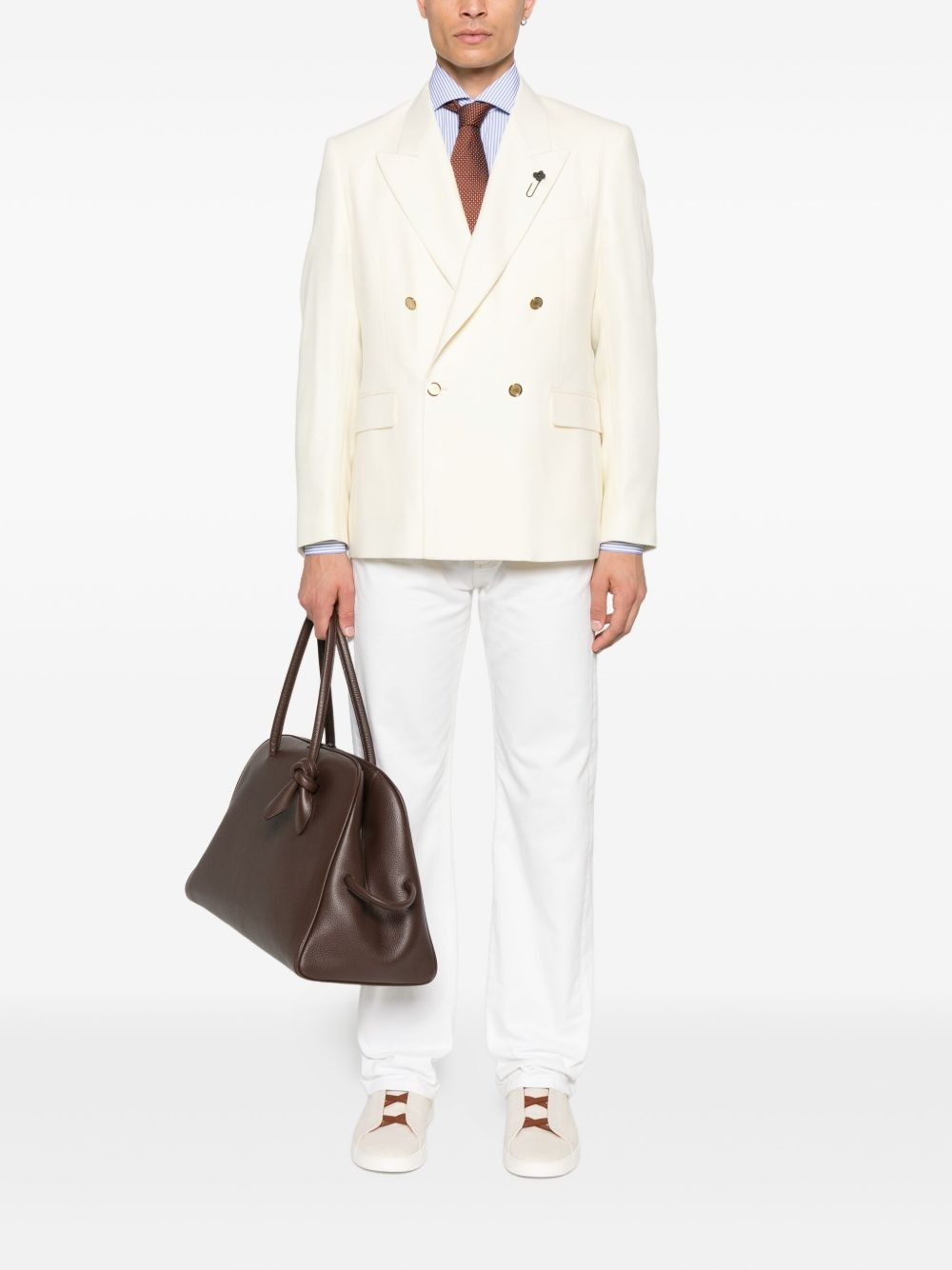 double-breasted gold-button blazer - 2