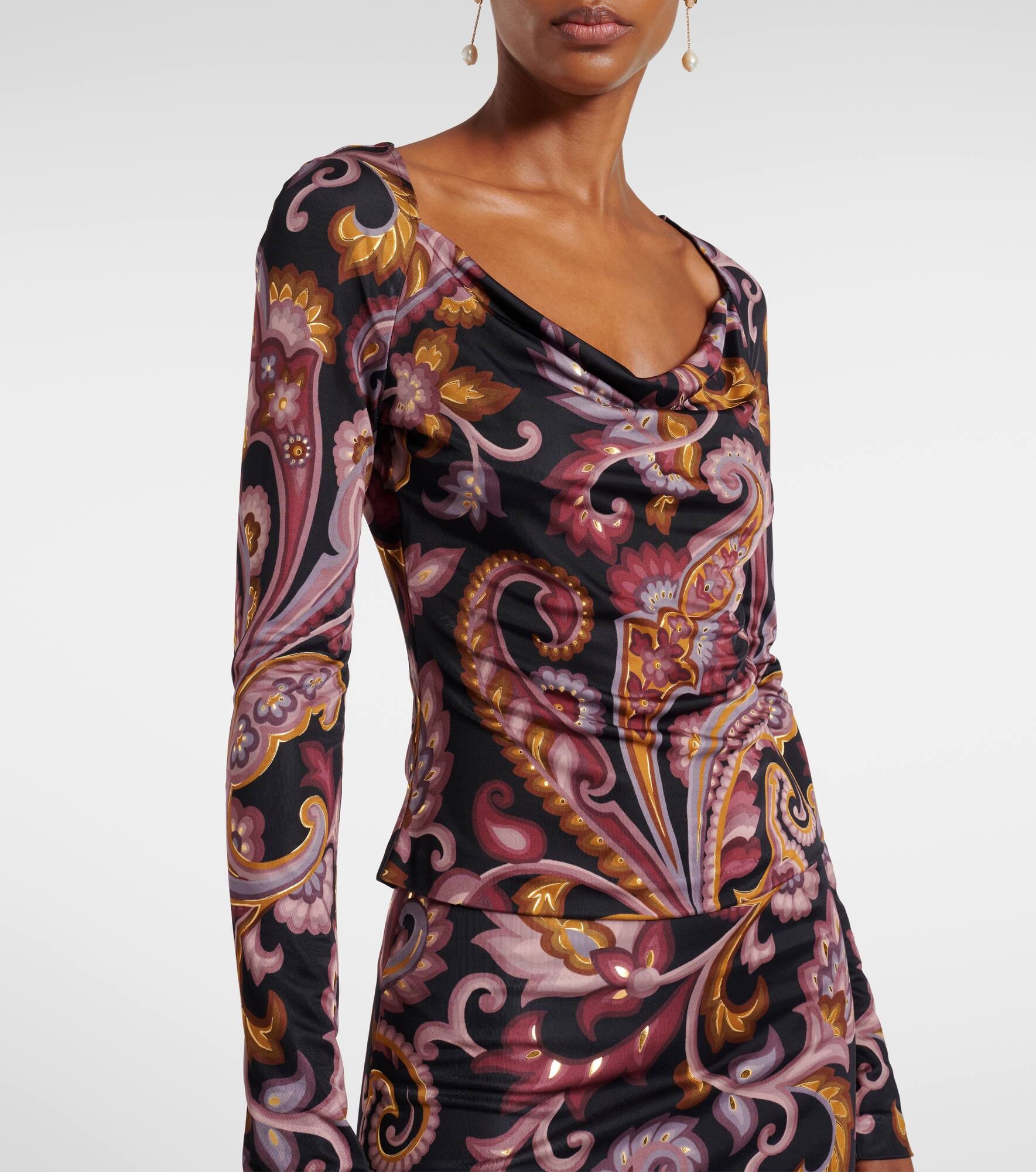 Paisley jersey top - 5