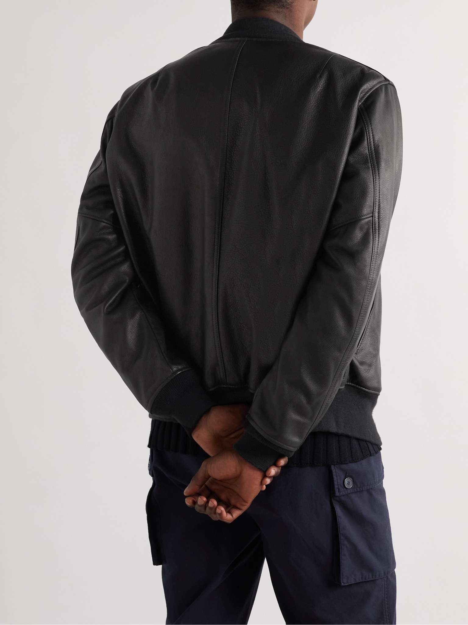 MA-1 Pebble-Grain Leather Bomber Jacket - 4