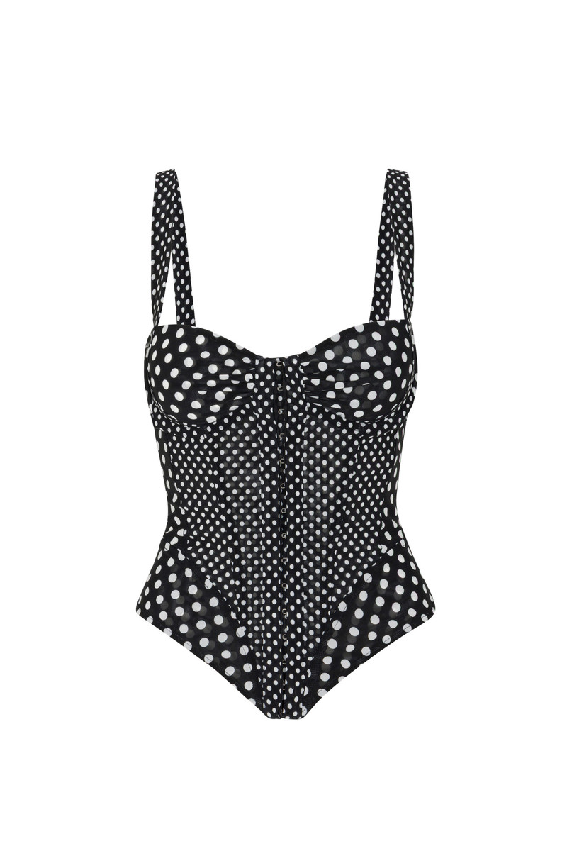 miaou DEVILLE CORSET - BLACK AND WHITE POLKA DOT outlook
