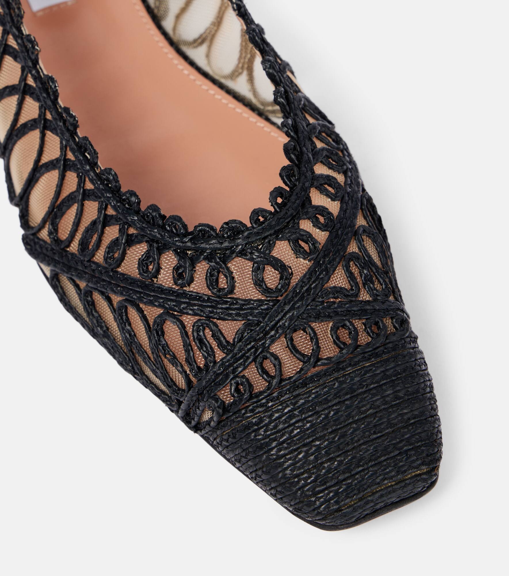 Kahlo raffia and mesh ballet flats - 5