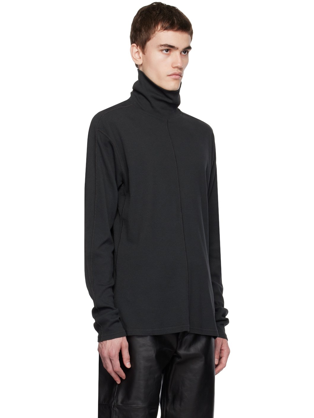 Black Overlock Turtleneck - 2