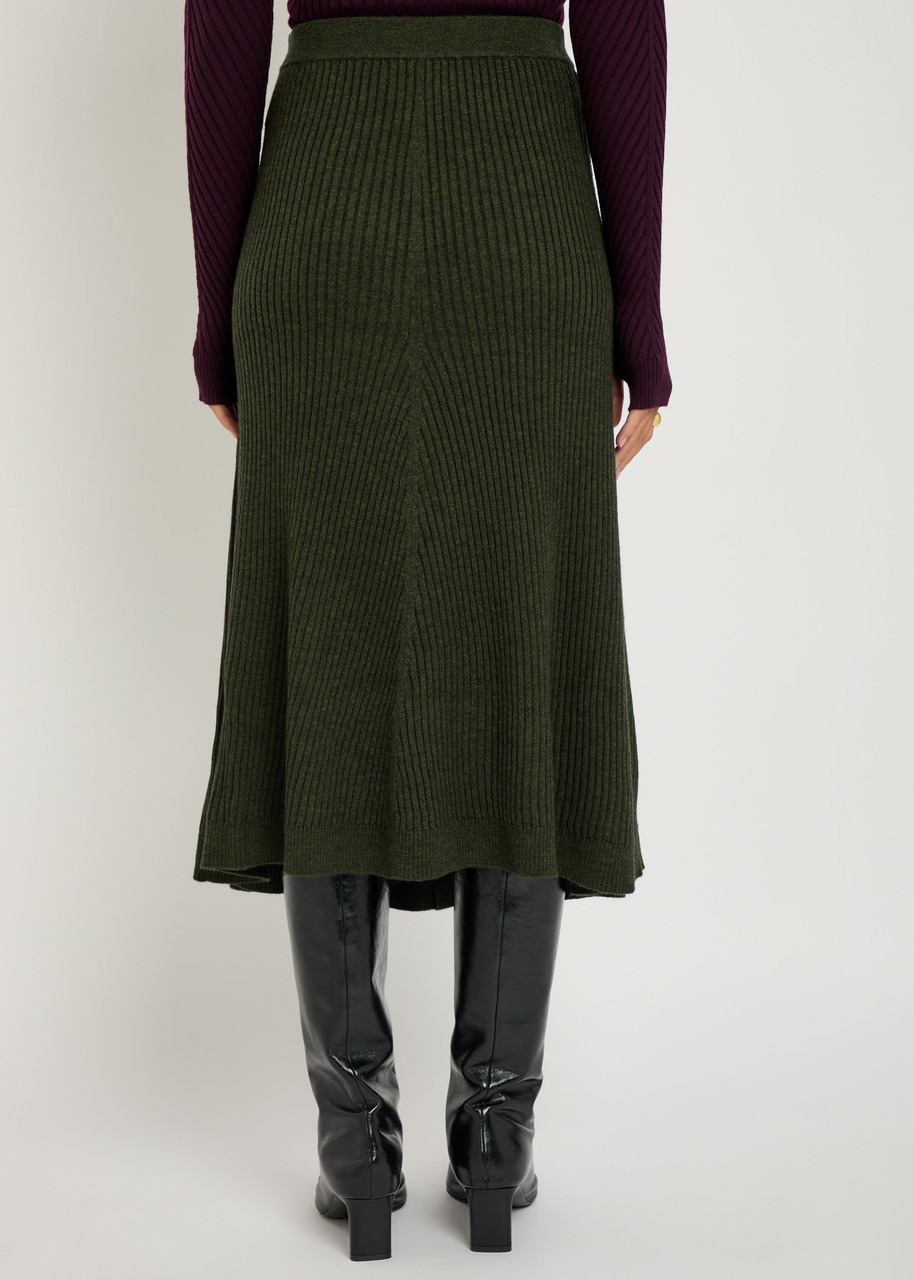 Victoria Beckham Ribbed Merino Wool Midi Skirt - 3