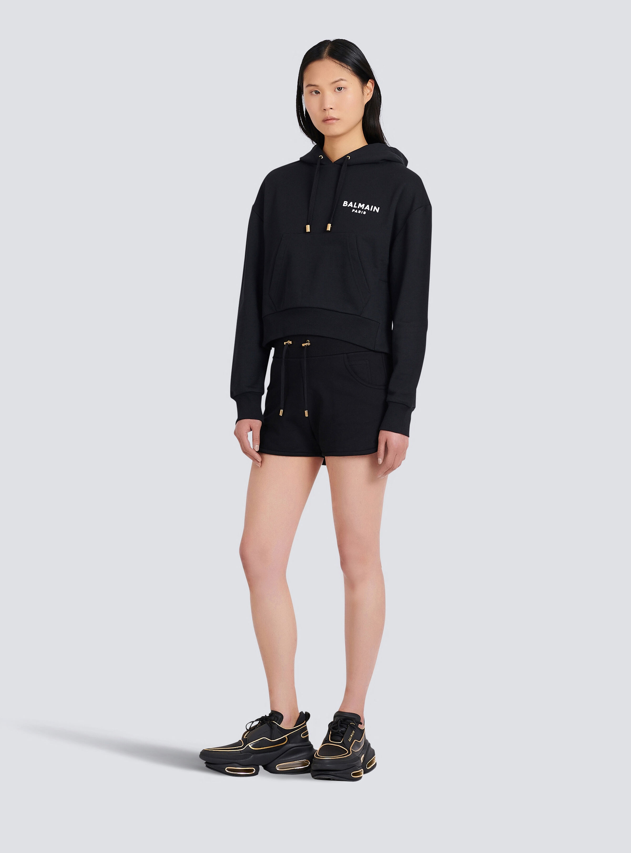 Eco-designed cotton sweatshirt with flocked Balmain logo - 3