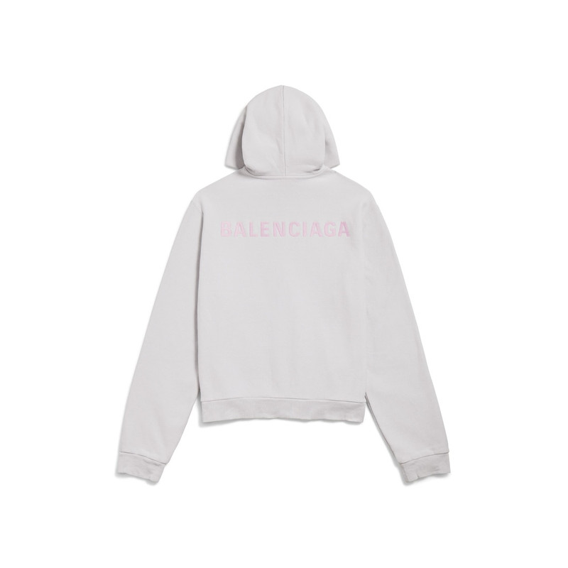 BALENCIAGA Women's Balenciaga Back Zip-up Hoodie Regular Fit in Dirty White/baby Pink outlook