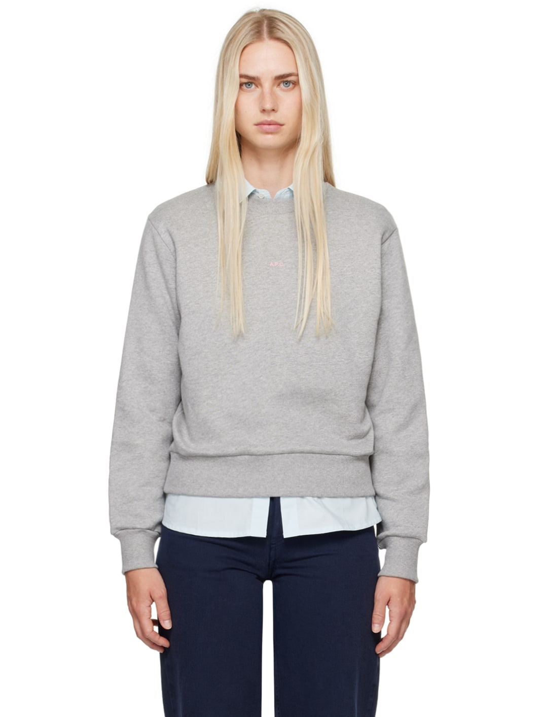 Gray Boxy Printed Micro Logo Sweatshirt - 1