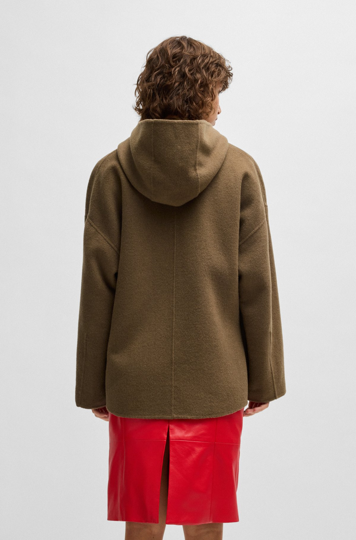 HOODED COAT IN DOUBLE-FACED WOOL - 4