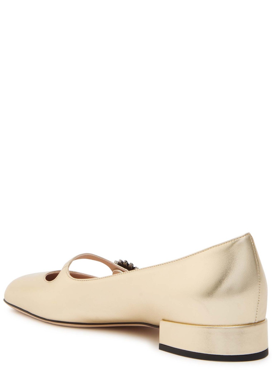 Valentino Mary Jane Metallic Leather Ballet Flats - 2