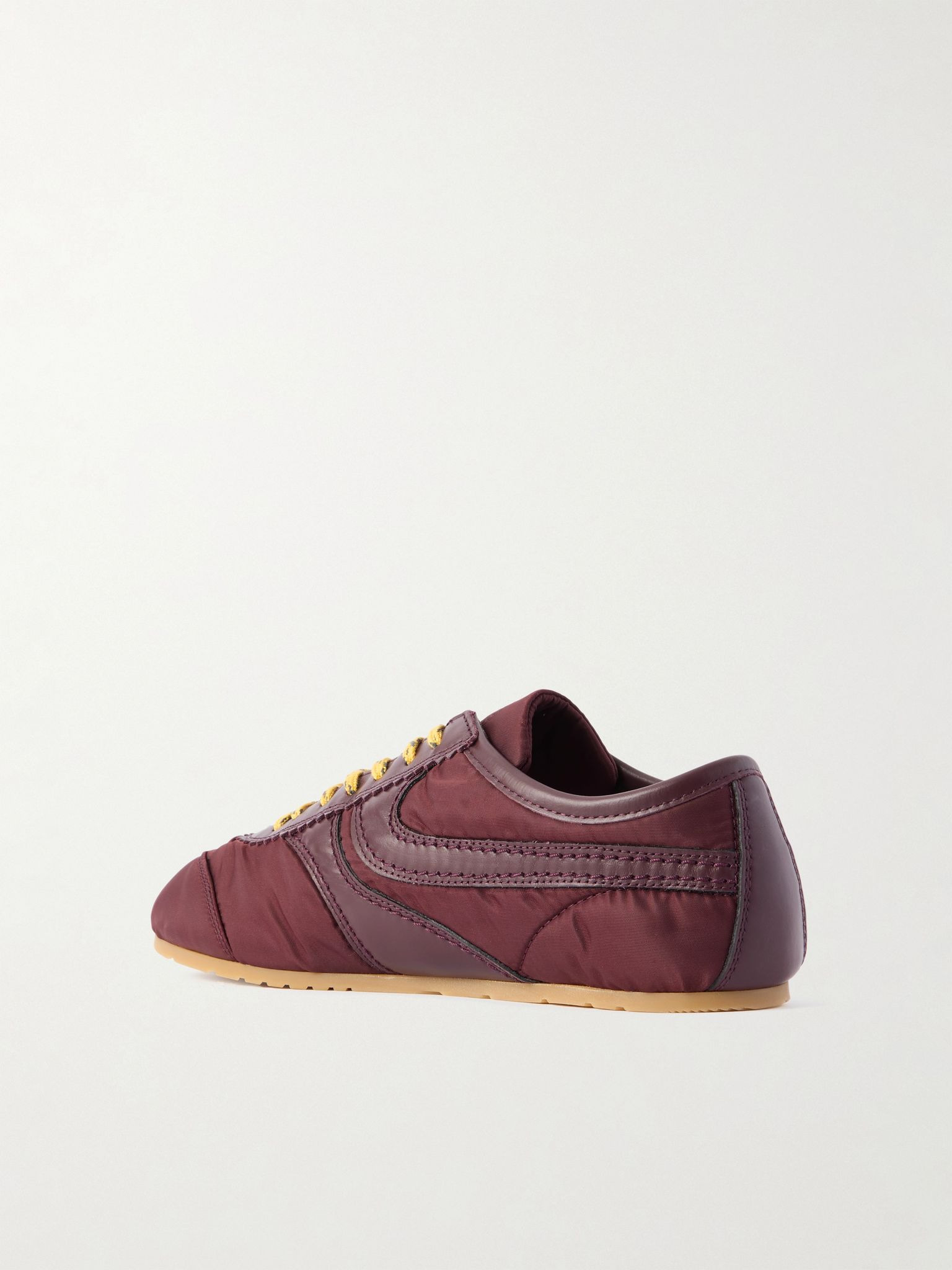 Leather-trimmed shell sneakers Burgundy - 3