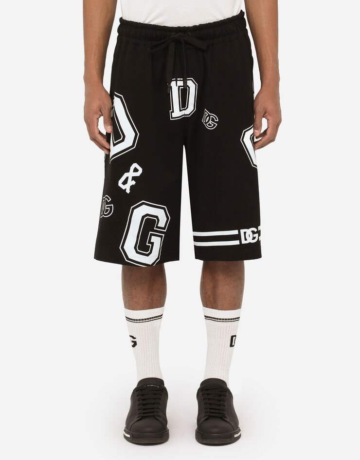 Cotton jogging shorts with all-over DG print - 2