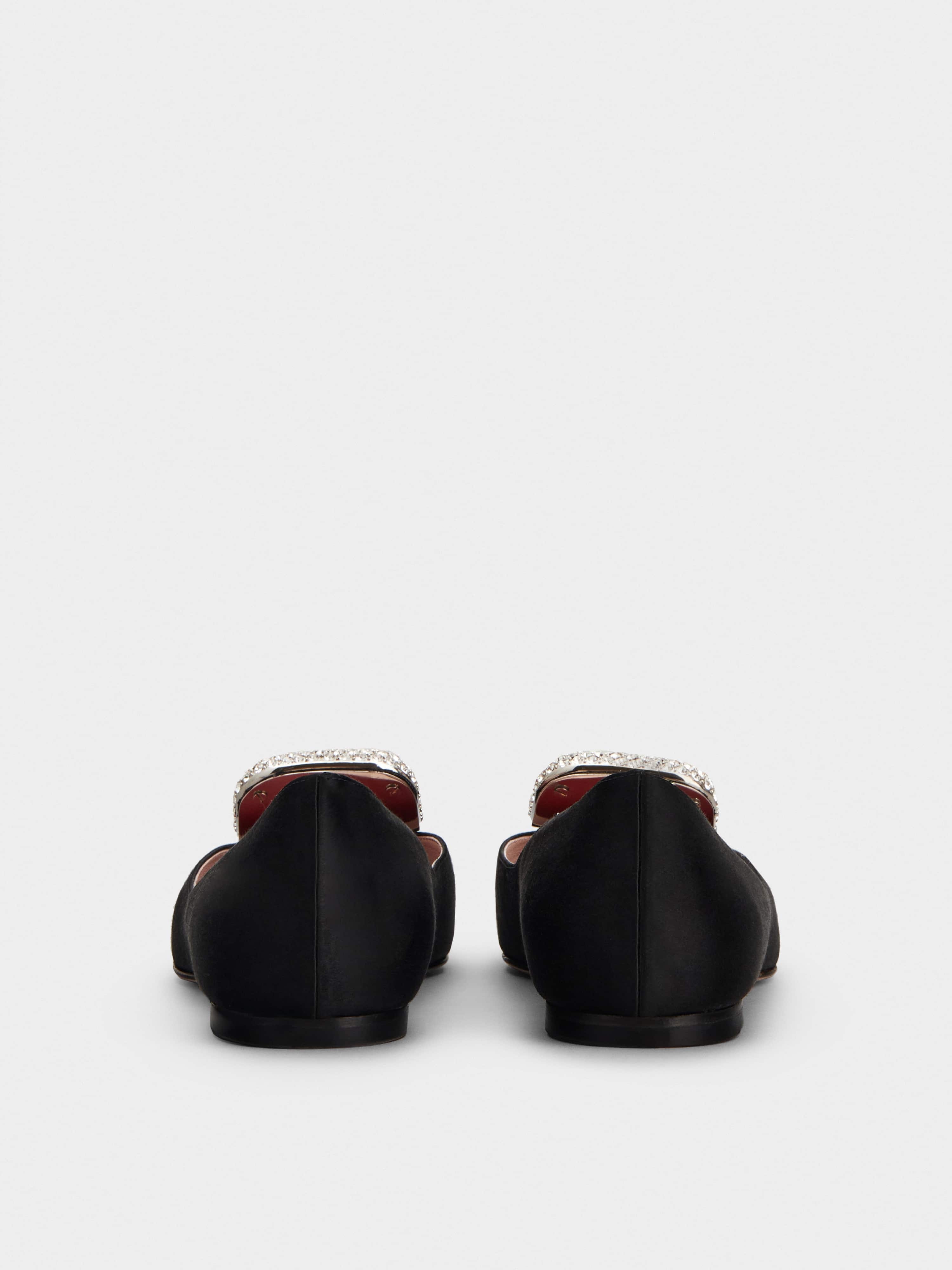 Viv' Choc Strass Buckle Ballerinas in Satin - 5