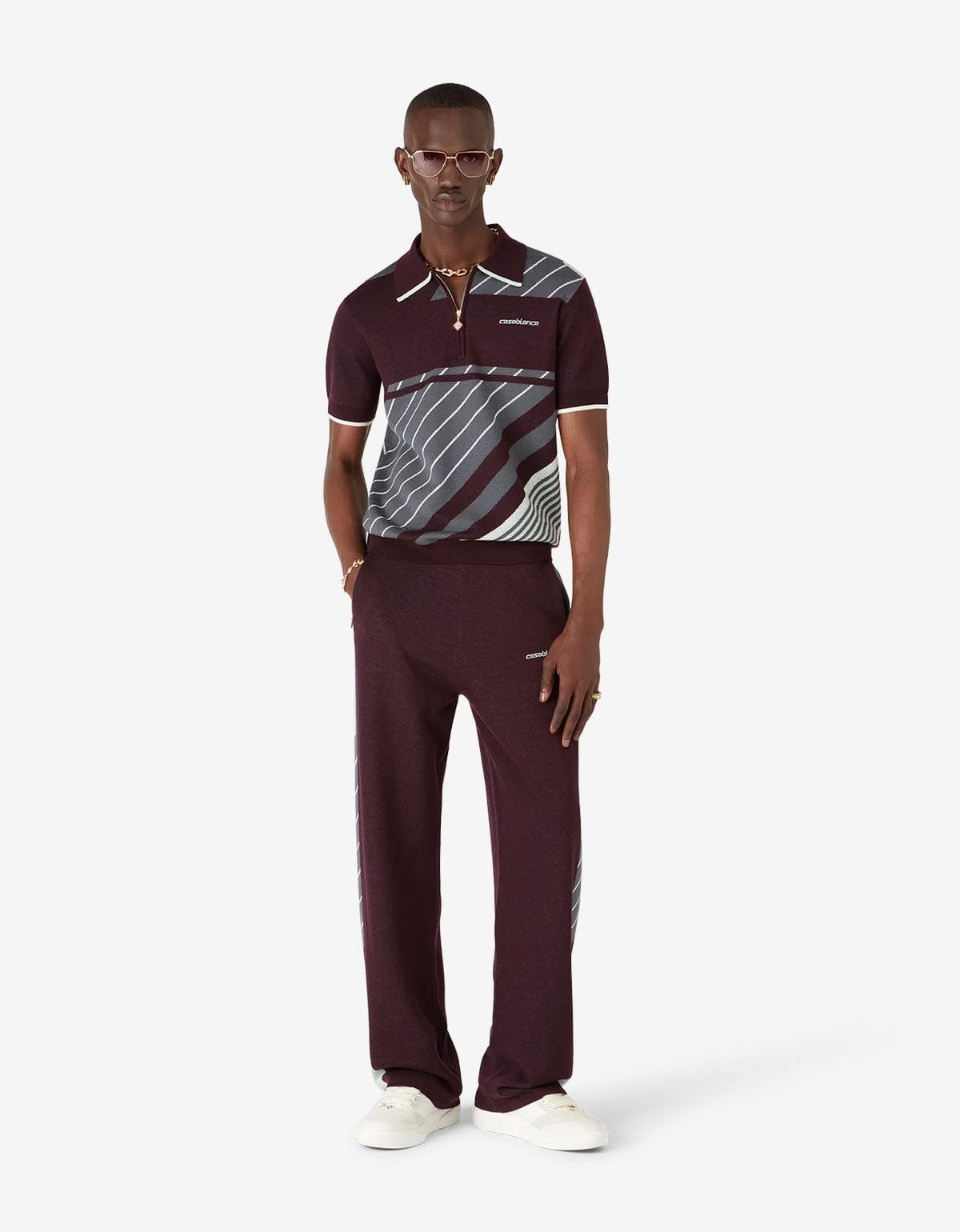 Casablanca Purple Merino Diagonal Tennis Trousers - 3
