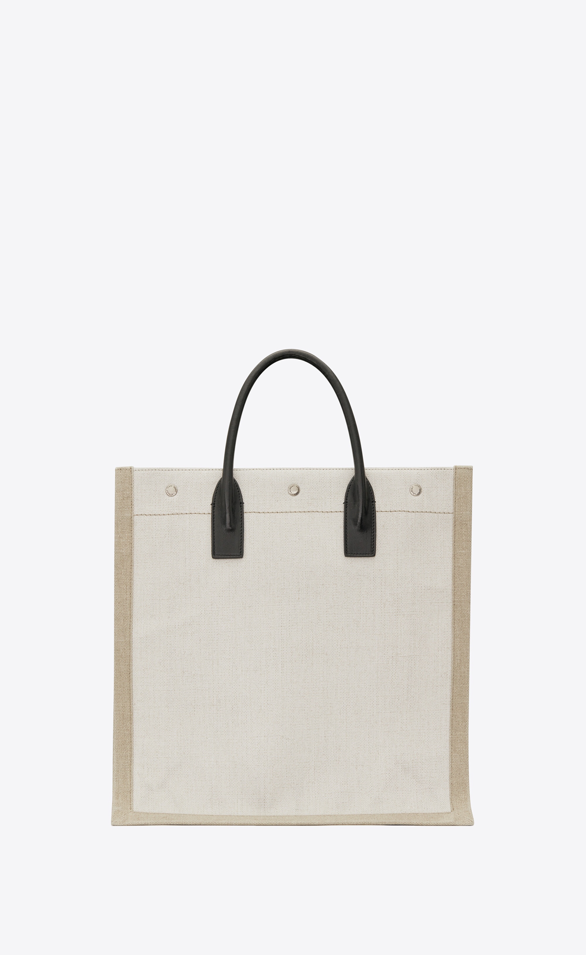 rive gauche north/south tote bag in printed linen and leather - 3