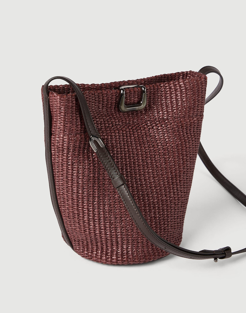 Sartorial small bucket bag in techno raffia 3