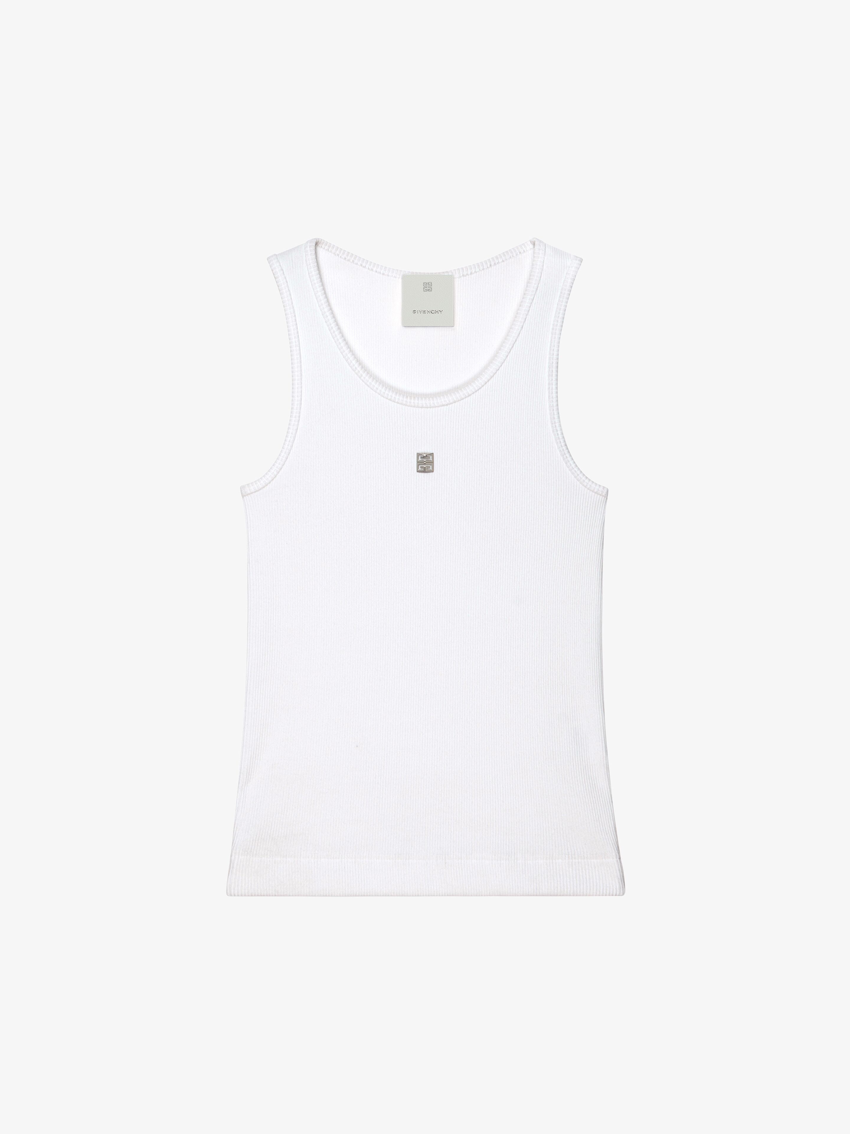 SLIM FIT TANK TOP IN COTTON WITH 4G DETAIL - 1