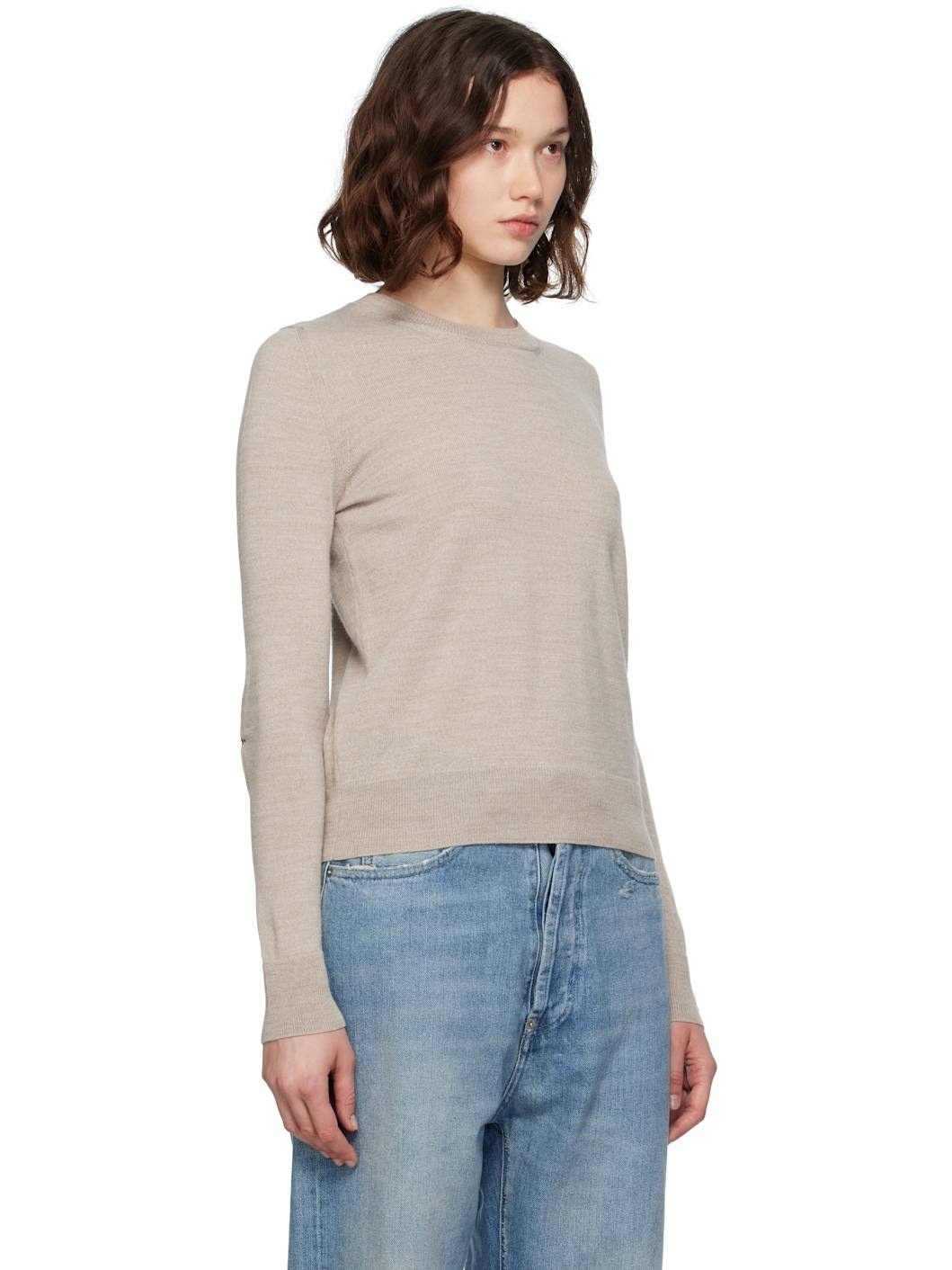 Beige Elbow Patch Sweater - 2