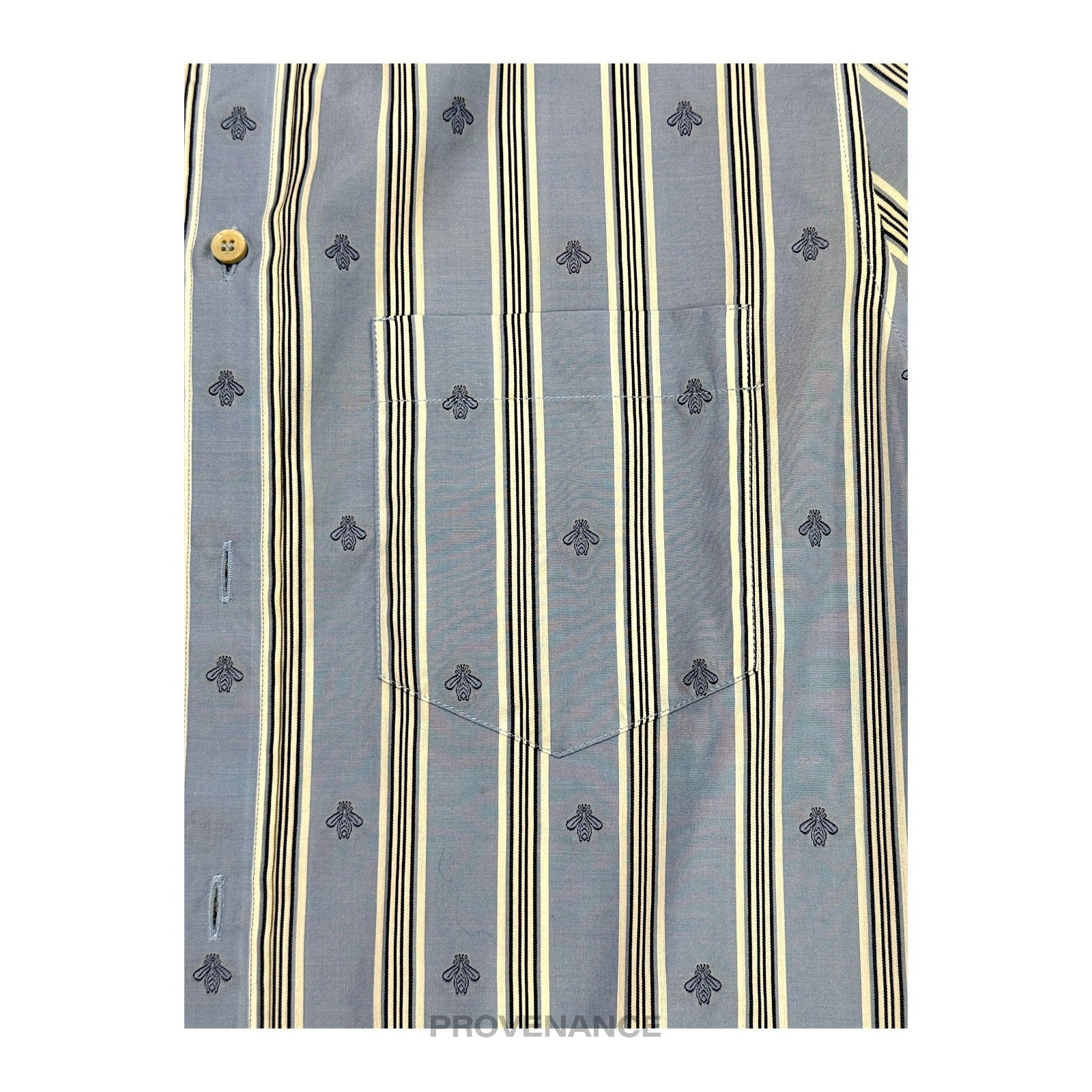 Gucci Fil Coupe Shirt - Blue Bee Stripe 38 15 - 9