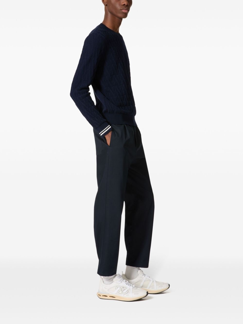 pleat-detail cotton chino trousers - 2