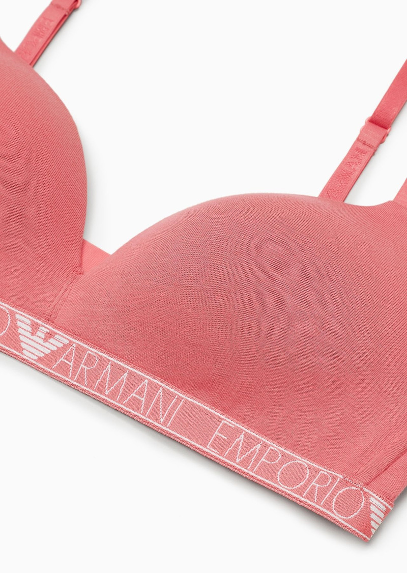 EMPORIO ARMANI ASV logo padded triangle bra in organic cotton with logo studs outlook
