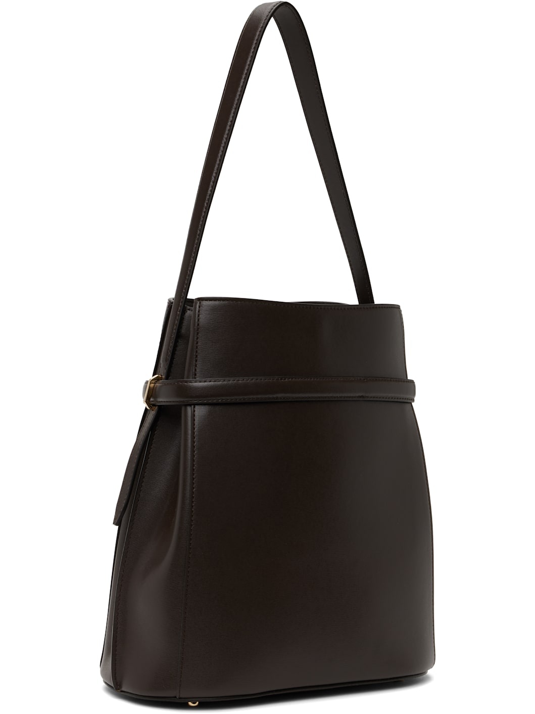 Brown Belted Leather Bucket Bag - 3