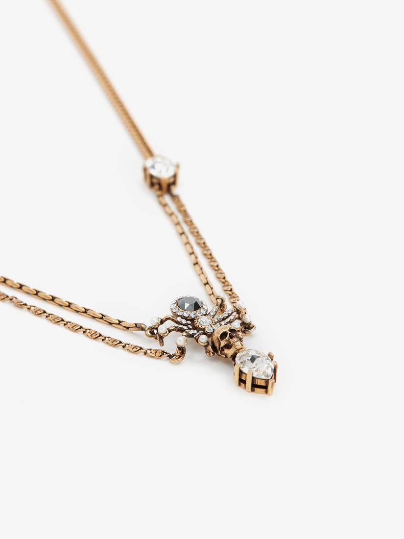 Jewelled Spider Necklace in Gold - 4