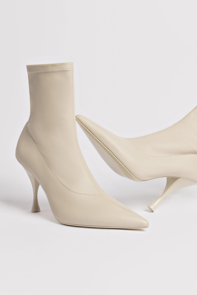 Mini Georgia Boot In Off White Stretch Leather 6