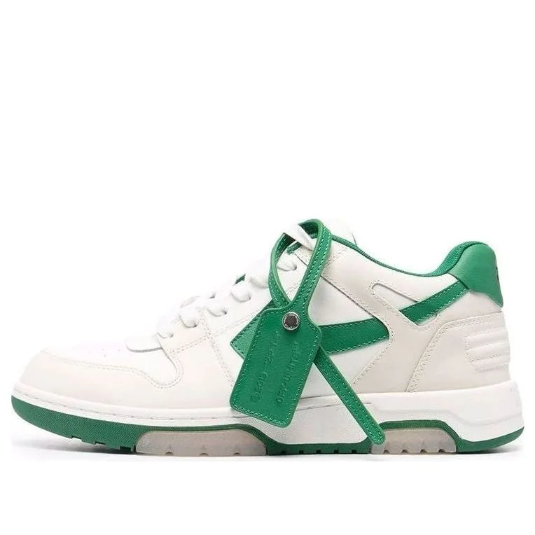 OFF-WHITE Out Of Office "OOO" Low Tops White Green 2021 - 1