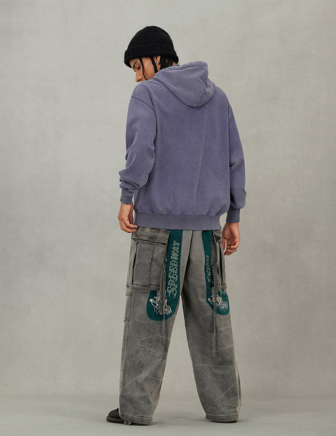 Washed Daicock Embroidery Wide-leg Cargo Jeans - 6