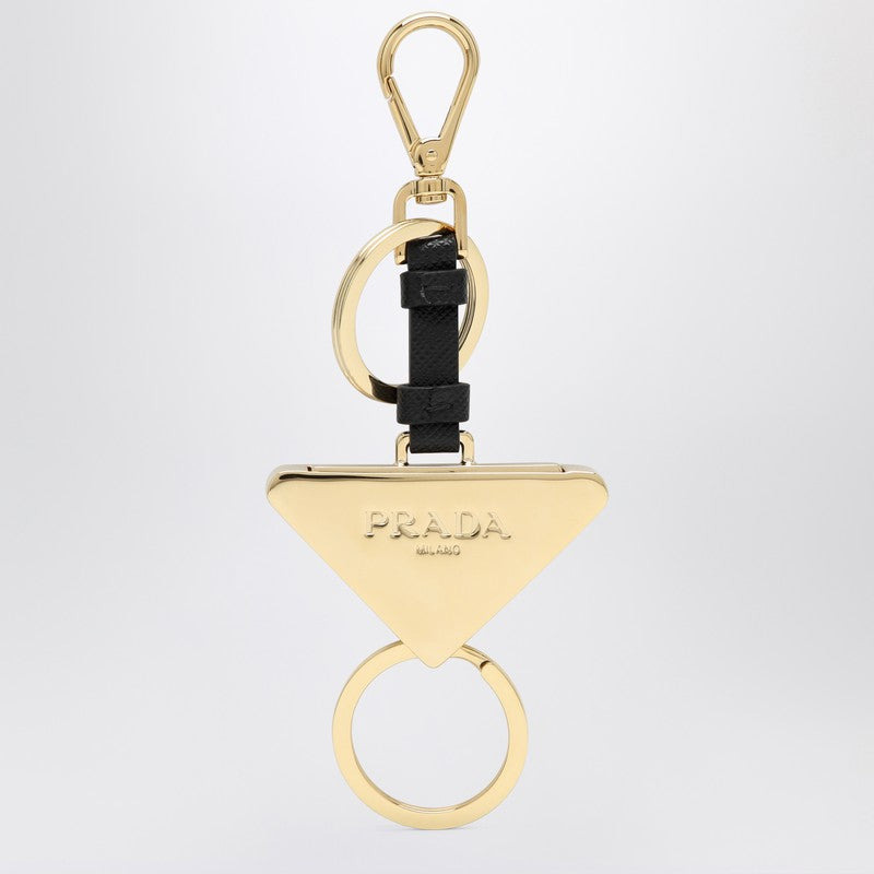 Prada Divisible Black Leather And Metal Key Ring Women - 2