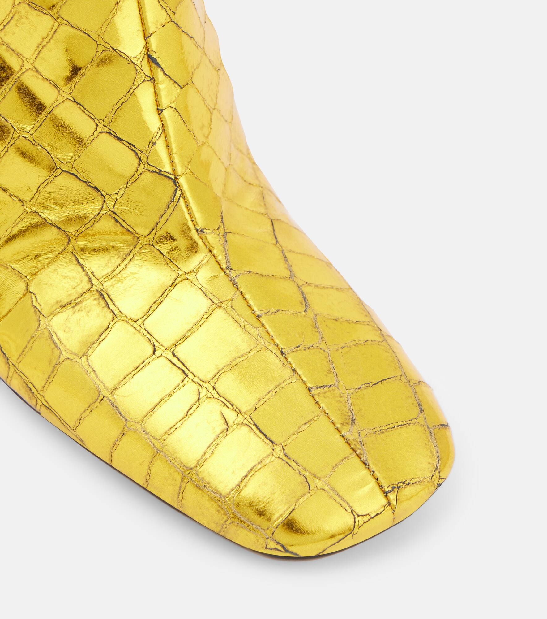 Croc-effect leather wedge mules - 5