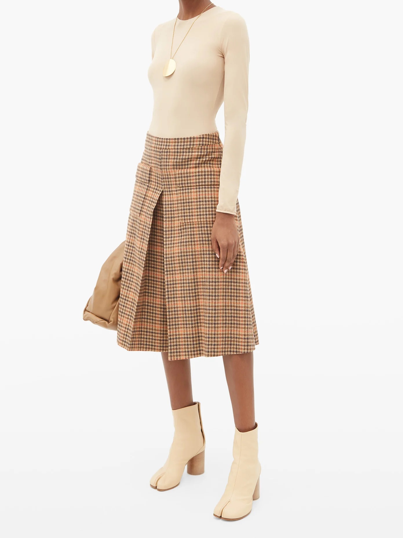 Pleated checked wool culottes - 2