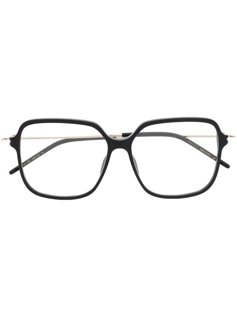 logo-engraved square-frame glasses 1