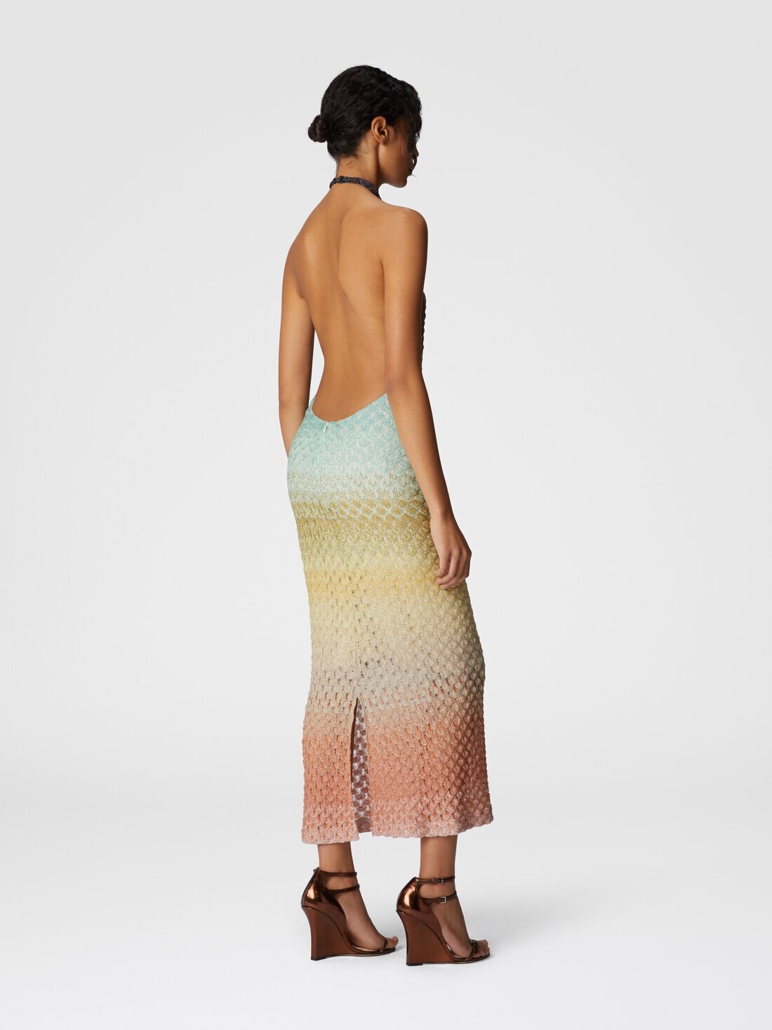 Dégradé midi dress with halter neck - 3