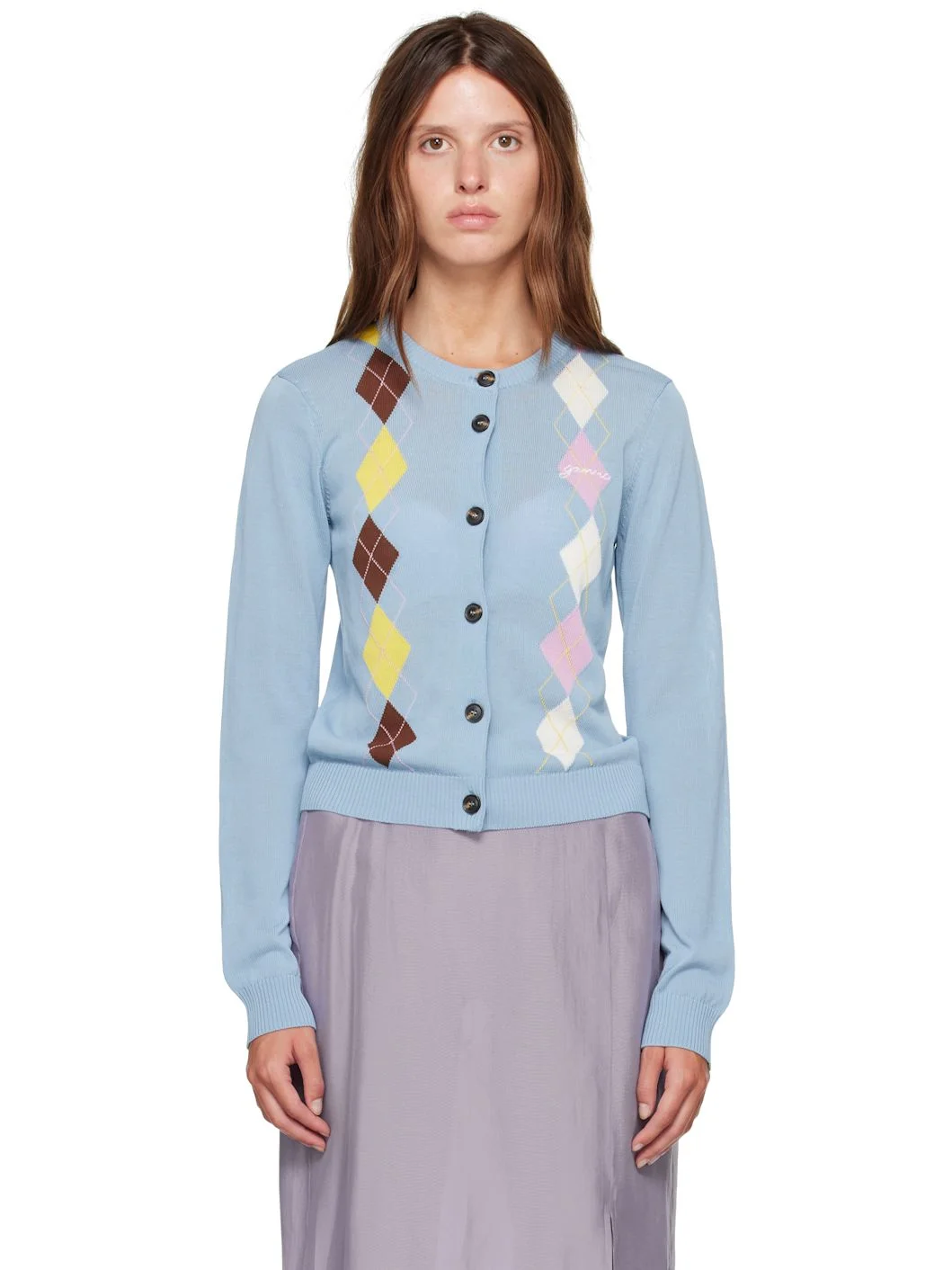 Blue Argyle Cardigan - 1