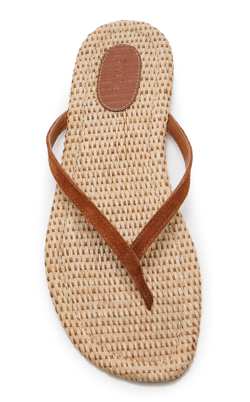 STAUD Freja Suede Thong Sandals brown outlook